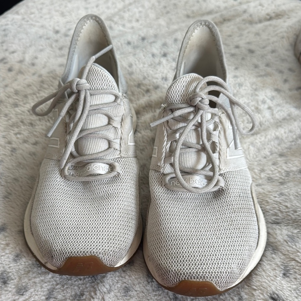 New Balance Cream Sneakers with Seamless Knit Upper
